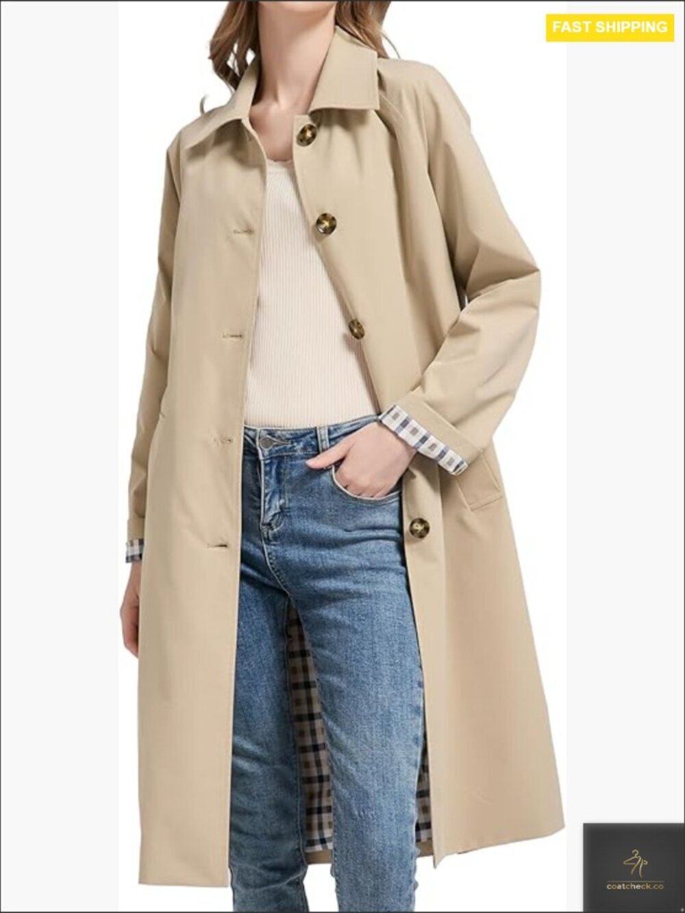 Waterproof Single Breasted Trench Coat Oversized Fit with Deep Pockets